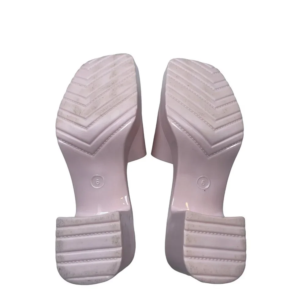 Urban Outfitters UO Pink Jelly Slip-on Mules Sandals Women Sz 6 - Picture 6 of 7